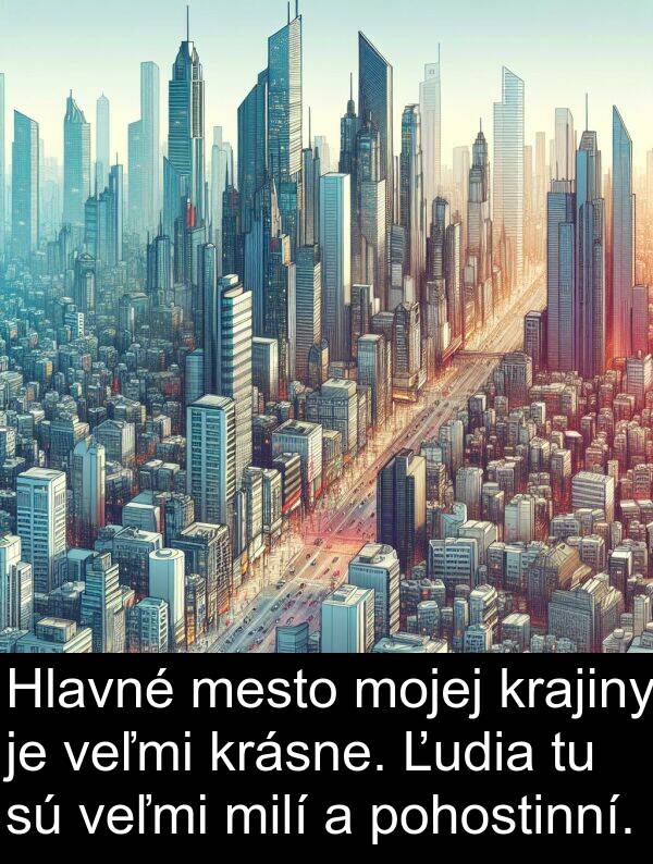 krajiny: Hlavné mesto mojej krajiny je veľmi krásne. Ľudia tu sú veľmi milí a pohostinní.