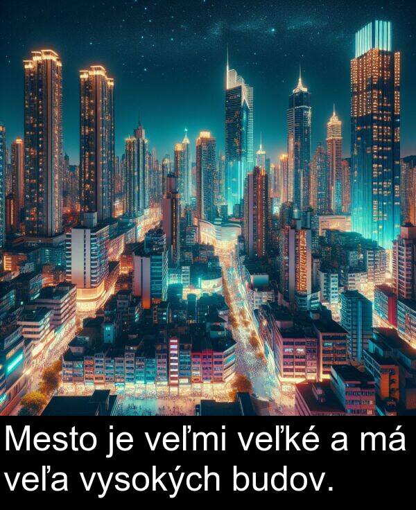 vysokých: Mesto je veľmi veľké a má veľa vysokých budov.