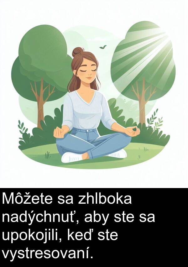 nadýchnuť: Môžete sa zhlboka nadýchnuť, aby ste sa upokojili, keď ste vystresovaní.