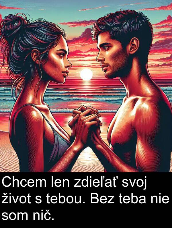 nie: Chcem len zdieľať svoj život s tebou. Bez teba nie som nič.
