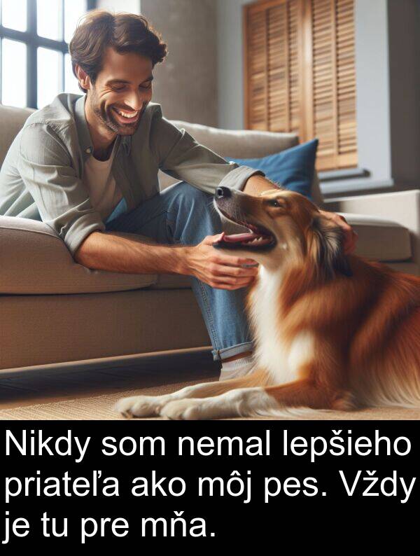 lepšieho: Nikdy som nemal lepšieho priateľa ako môj pes. Vždy je tu pre mňa.