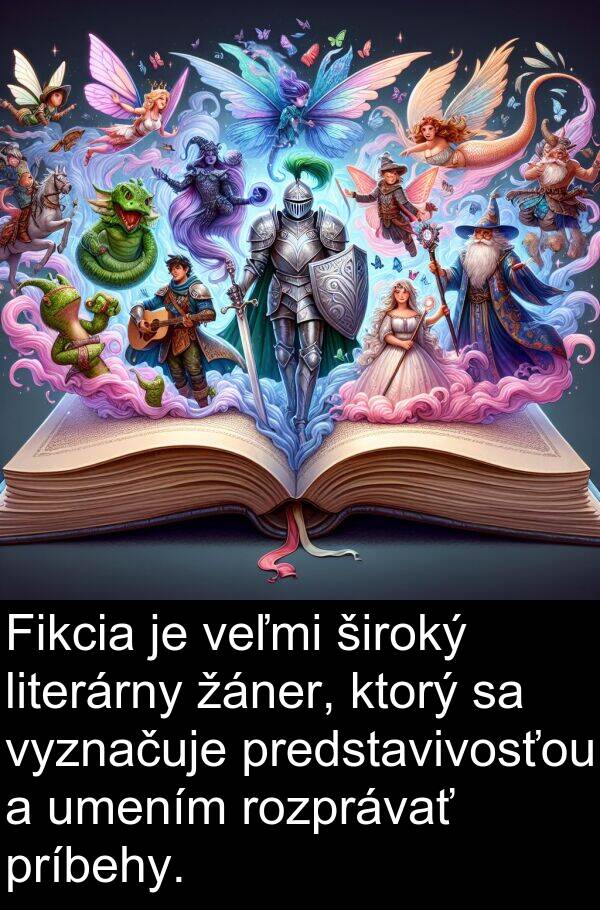 široký: Fikcia je veľmi široký literárny žáner, ktorý sa vyznačuje predstavivosťou a umením rozprávať príbehy.
