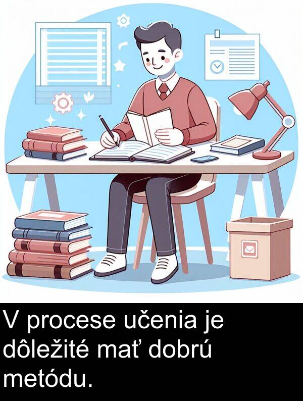 procese: V procese učenia je dôležité mať dobrú metódu.
