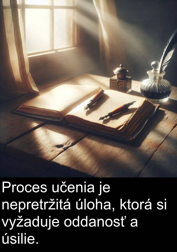 vyžaduje: Proces učenia je nepretržitá úloha, ktorá si vyžaduje oddanosť a úsilie.