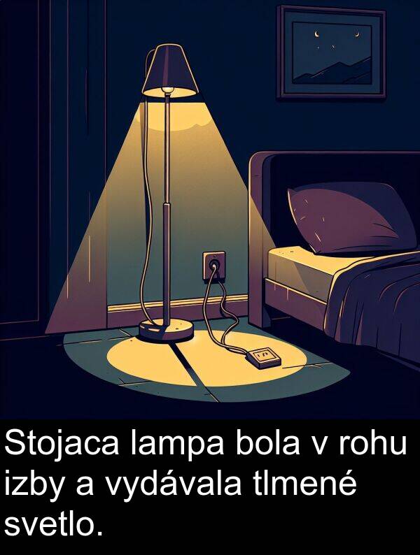 lampa: Stojaca lampa bola v rohu izby a vydávala tlmené svetlo.