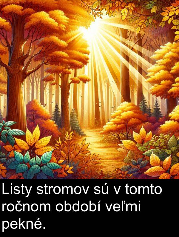 období: Listy stromov sú v tomto ročnom období veľmi pekné.
