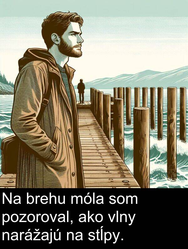 stĺpy: Na brehu móla som pozoroval, ako vlny narážajú na stĺpy.
