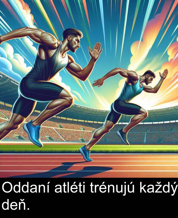 trénujú: Oddaní atléti trénujú každý deň.