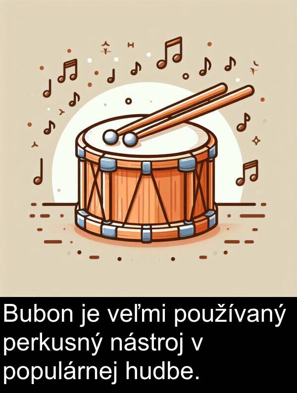 nástroj: Bubon je veľmi používaný perkusný nástroj v populárnej hudbe.