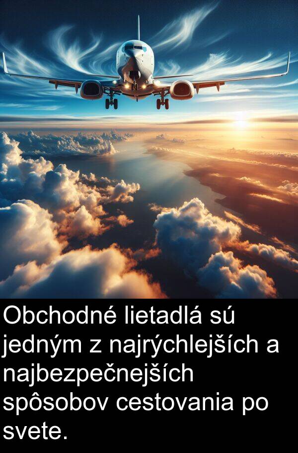 cestovania: Obchodné lietadlá sú jedným z najrýchlejších a najbezpečnejších spôsobov cestovania po svete.
