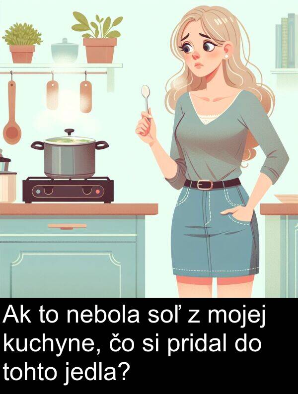 jedla: Ak to nebola soľ z mojej kuchyne, čo si pridal do tohto jedla?