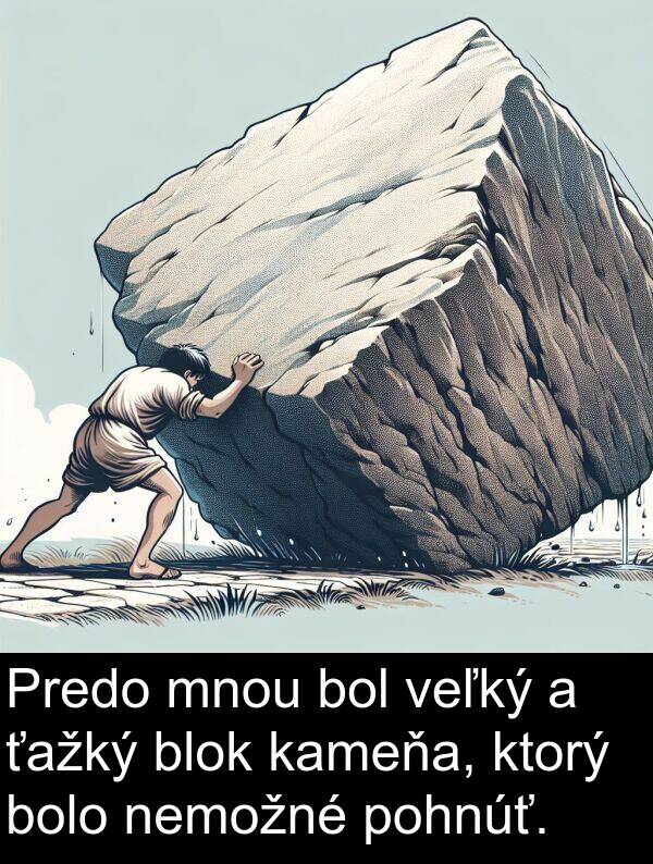 nemožné: Predo mnou bol veľký a ťažký blok kameňa, ktorý bolo nemožné pohnúť.