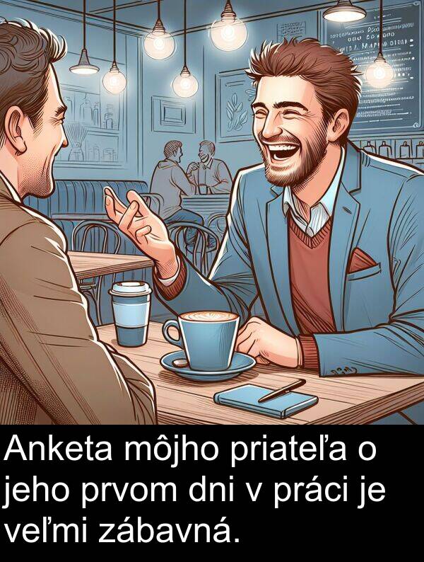 môjho: Anketa môjho priateľa o jeho prvom dni v práci je veľmi zábavná.