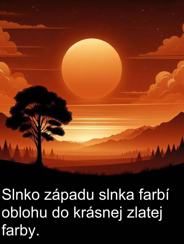 farbí: Slnko západu slnka farbí oblohu do krásnej zlatej farby.