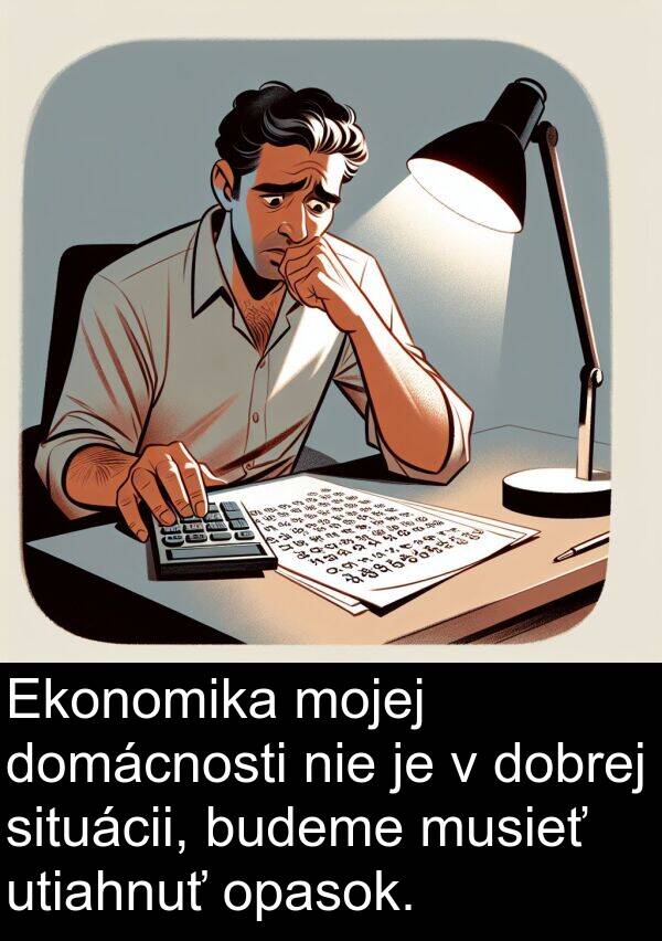 nie: Ekonomika mojej domácnosti nie je v dobrej situácii, budeme musieť utiahnuť opasok.