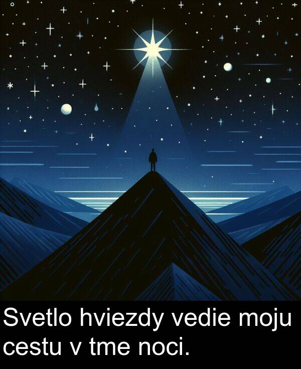 noci: Svetlo hviezdy vedie moju cestu v tme noci.