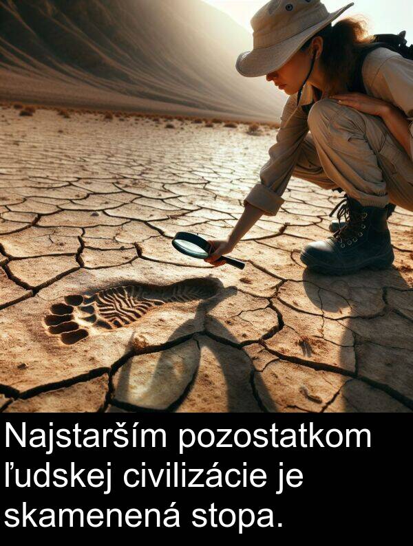 skamenená: Najstarším pozostatkom ľudskej civilizácie je skamenená stopa.
