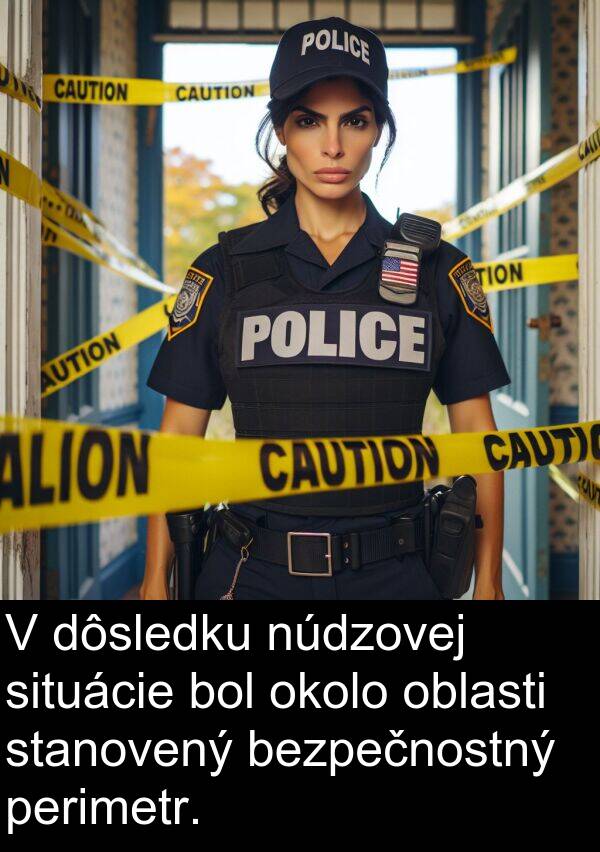 situácie: V dôsledku núdzovej situácie bol okolo oblasti stanovený bezpečnostný perimetr.