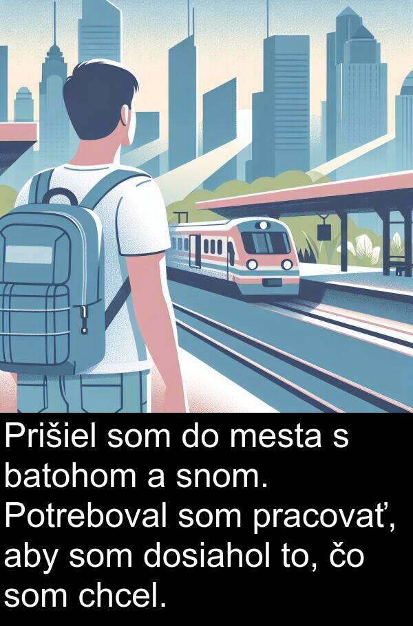 chcel: Prišiel som do mesta s batohom a snom. Potreboval som pracovať, aby som dosiahol to, čo som chcel.