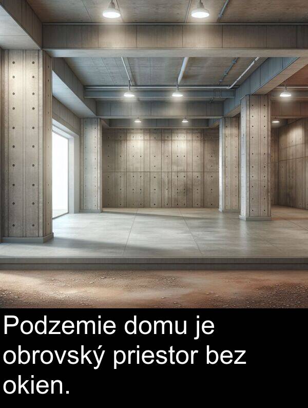 obrovský: Podzemie domu je obrovský priestor bez okien.