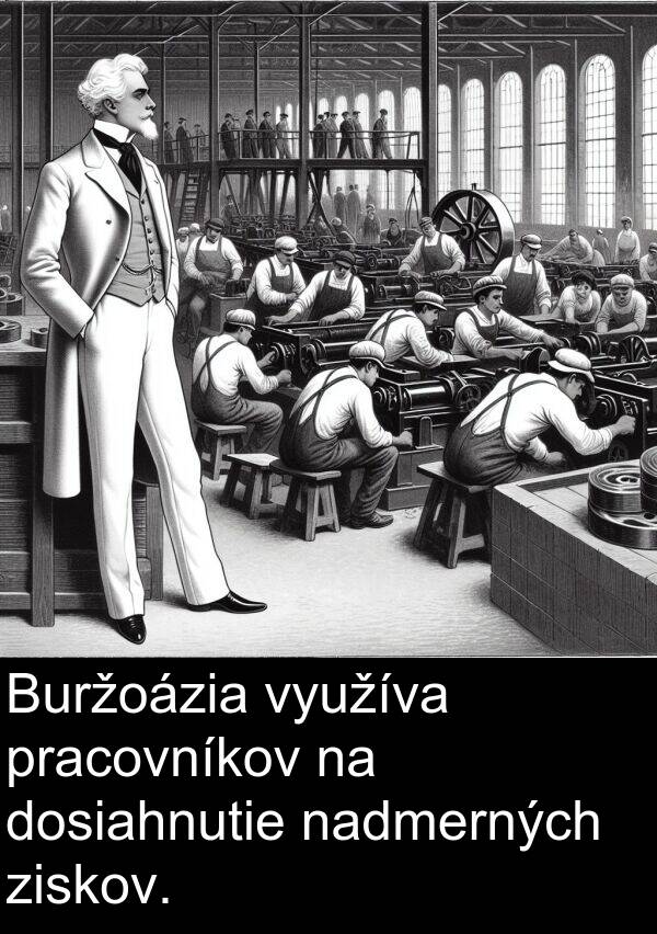 nadmerných: Buržoázia využíva pracovníkov na dosiahnutie nadmerných ziskov.