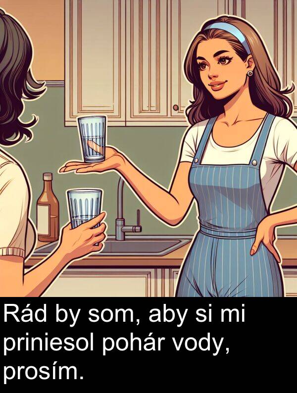 vody: Rád by som, aby si mi priniesol pohár vody, prosím.
