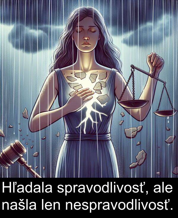 nespravodlivosť: Hľadala spravodlivosť, ale našla len nespravodlivosť.