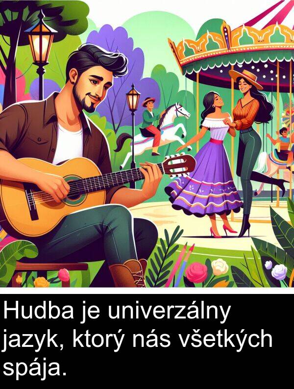 jazyk: Hudba je univerzálny jazyk, ktorý nás všetkých spája.