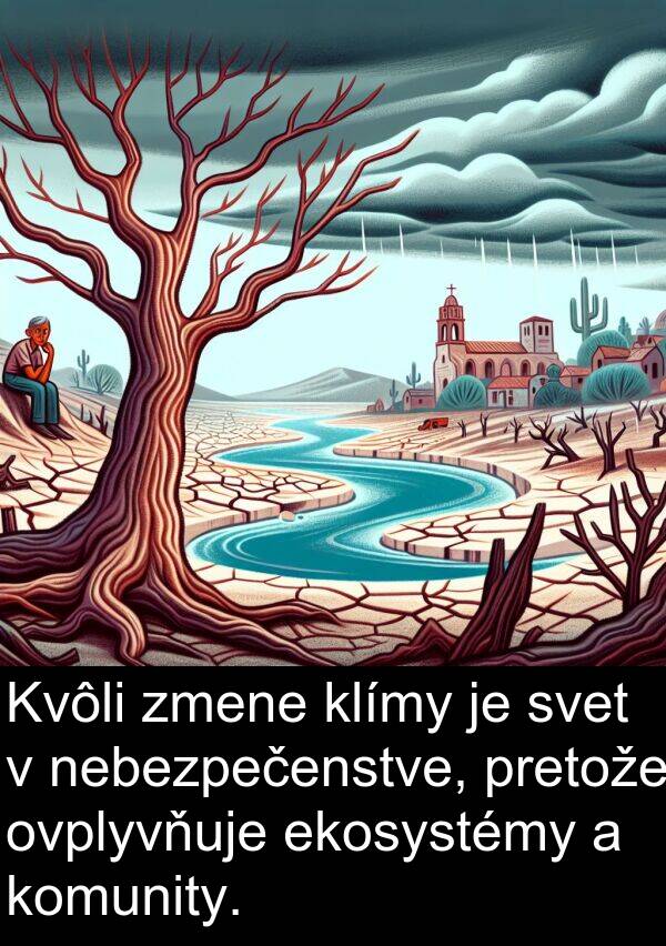 svet: Kvôli zmene klímy je svet v nebezpečenstve, pretože ovplyvňuje ekosystémy a komunity.
