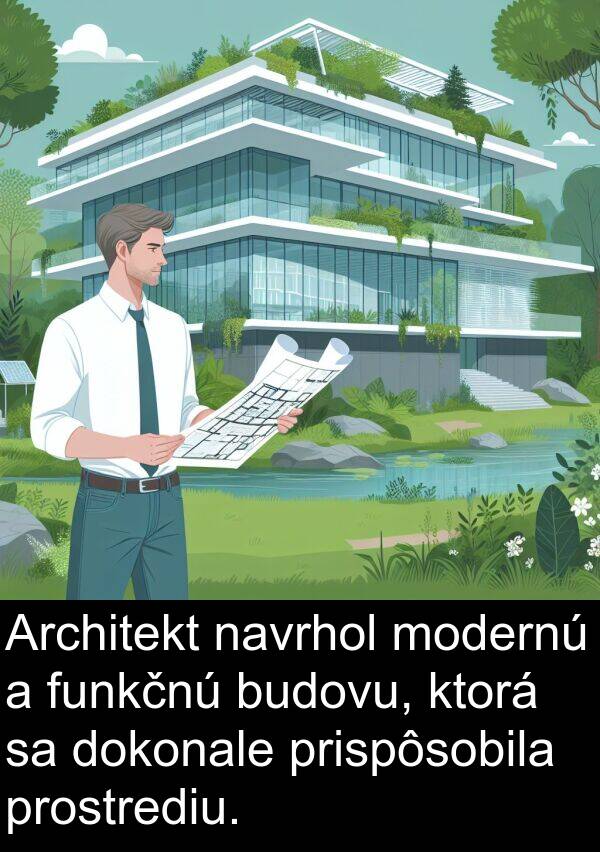 navrhol: Architekt navrhol modernú a funkčnú budovu, ktorá sa dokonale prispôsobila prostrediu.