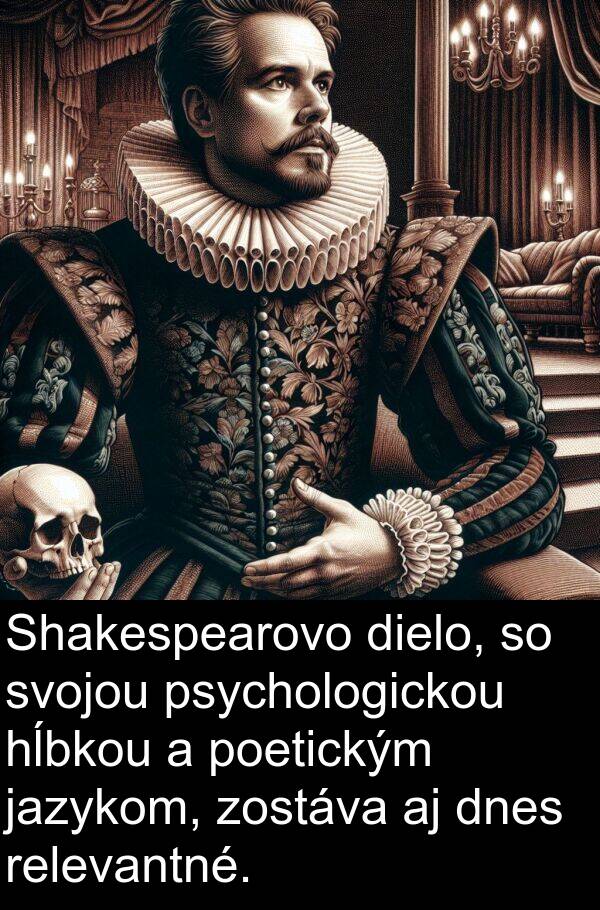 jazykom: Shakespearovo dielo, so svojou psychologickou hĺbkou a poetickým jazykom, zostáva aj dnes relevantné.