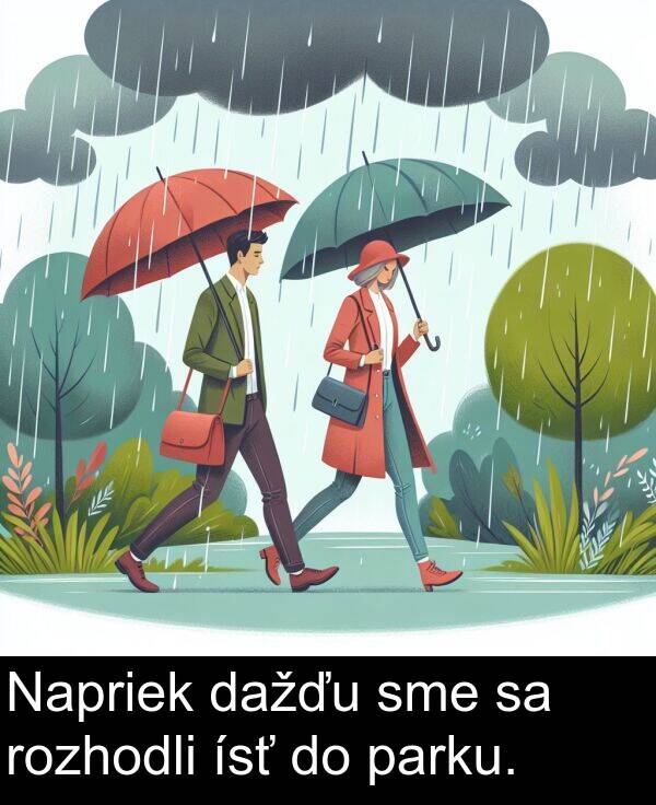 ísť: Napriek dažďu sme sa rozhodli ísť do parku.