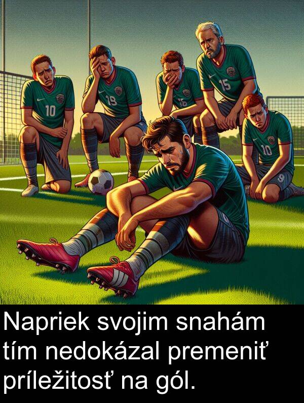 nedokázal: Napriek svojim snahám tím nedokázal premeniť príležitosť na gól.