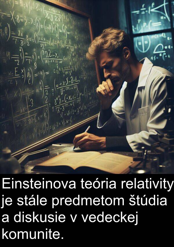 vedeckej: Einsteinova teória relativity je stále predmetom štúdia a diskusie v vedeckej komunite.