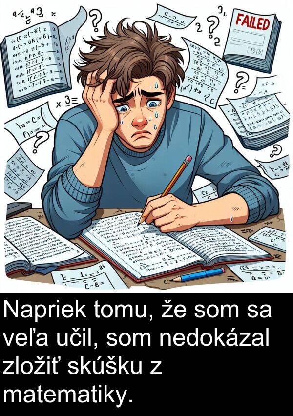 nedokázal: Napriek tomu, že som sa veľa učil, som nedokázal zložiť skúšku z matematiky.