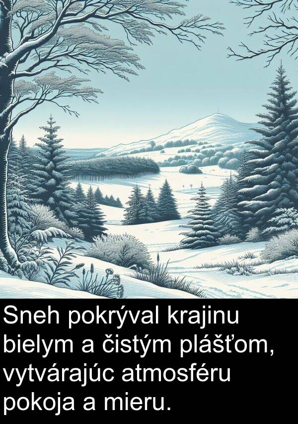 čistým: Sneh pokrýval krajinu bielym a čistým plášťom, vytvárajúc atmosféru pokoja a mieru.