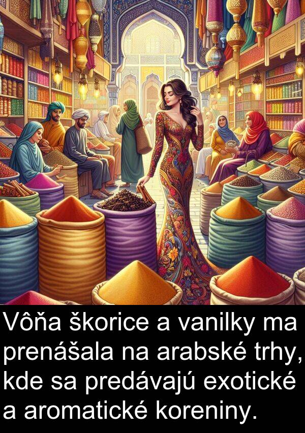 vanilky: Vôňa škorice a vanilky ma prenášala na arabské trhy, kde sa predávajú exotické a aromatické koreniny.