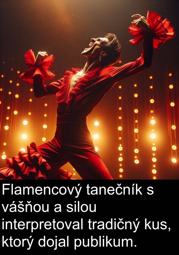 silou: Flamencový tanečník s vášňou a silou interpretoval tradičný kus, ktorý dojal publikum.