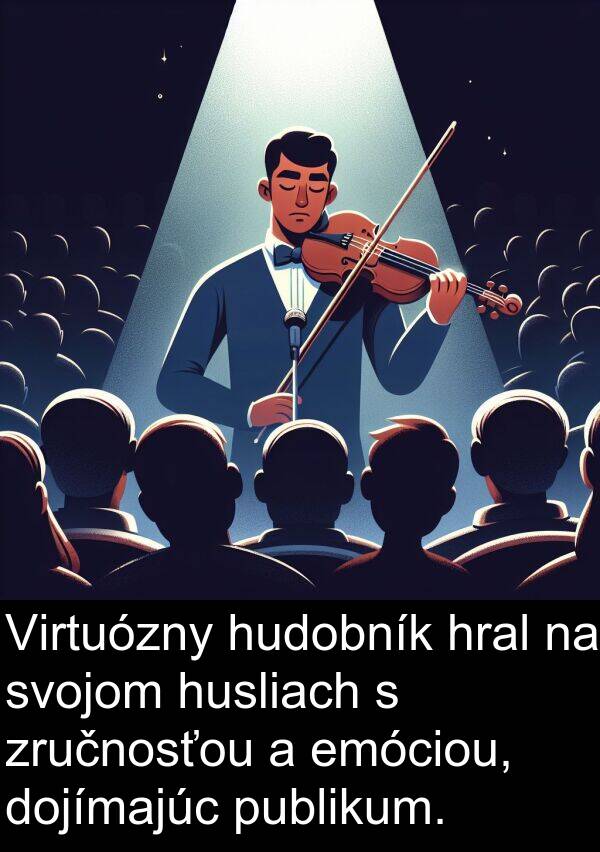 emóciou: Virtuózny hudobník hral na svojom husliach s zručnosťou a emóciou, dojímajúc publikum.
