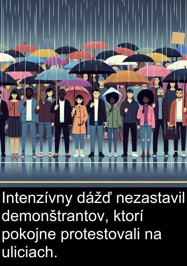 nezastavil: Intenzívny dážď nezastavil demonštrantov, ktorí pokojne protestovali na uliciach.