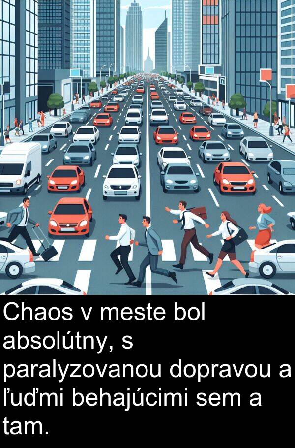 absolútny: Chaos v meste bol absolútny, s paralyzovanou dopravou a ľuďmi behajúcimi sem a tam.