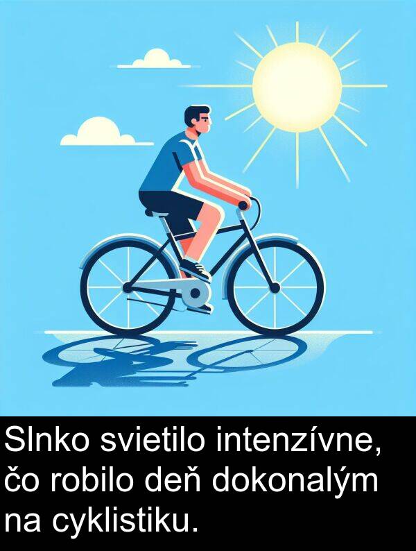 cyklistiku: Slnko svietilo intenzívne, čo robilo deň dokonalým na cyklistiku.