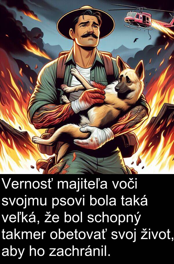 schopný: Vernosť majiteľa voči svojmu psovi bola taká veľká, že bol schopný takmer obetovať svoj život, aby ho zachránil.