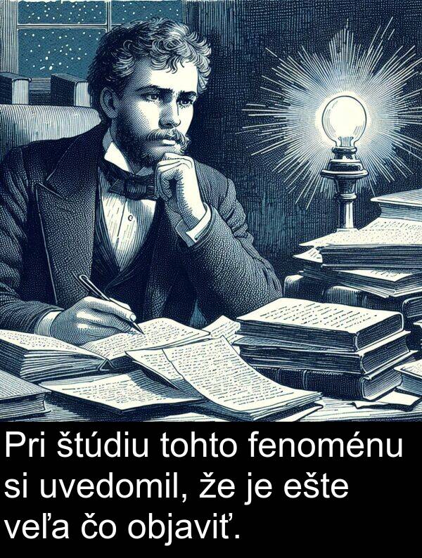 fenoménu: Pri štúdiu tohto fenoménu si uvedomil, že je ešte veľa čo objaviť.