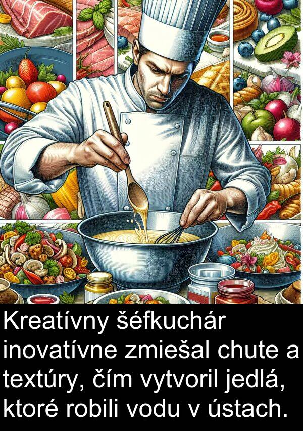 jedlá: Kreatívny šéfkuchár inovatívne zmiešal chute a textúry, čím vytvoril jedlá, ktoré robili vodu v ústach.