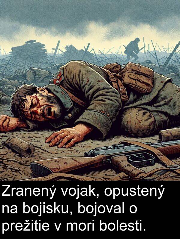 vojak: Zranený vojak, opustený na bojisku, bojoval o prežitie v mori bolesti.