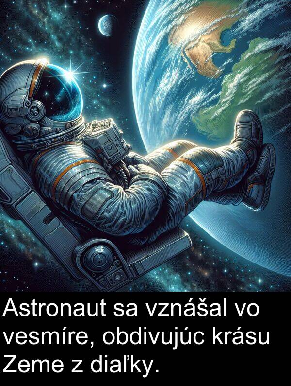 obdivujúc: Astronaut sa vznášal vo vesmíre, obdivujúc krásu Zeme z diaľky.