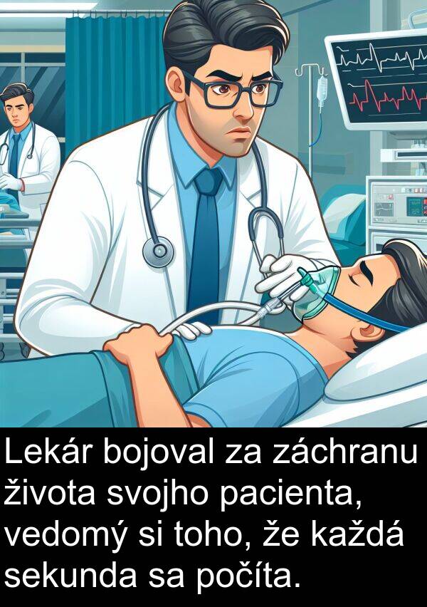vedomý: Lekár bojoval za záchranu života svojho pacienta, vedomý si toho, že každá sekunda sa počíta.