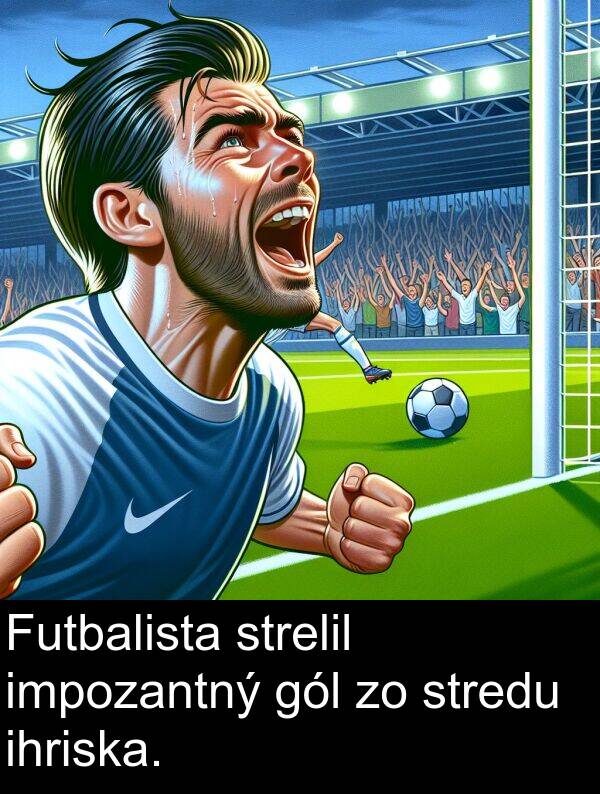 ihriska: Futbalista strelil impozantný gól zo stredu ihriska.