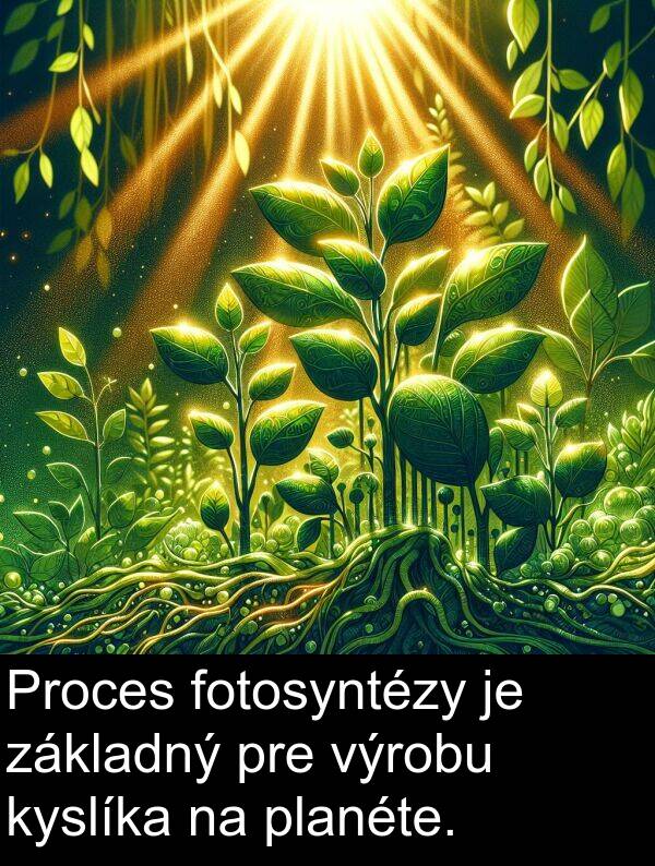 výrobu: Proces fotosyntézy je základný pre výrobu kyslíka na planéte.